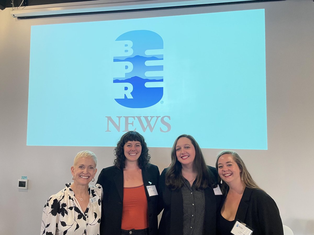 First week at <a href="/BlueRidgePublic/">Blue Ridge Public Radio</a> =✅. Here's me with our incredible (and swiftly growing!) news team. Have story ideas or tips? Feel free to reach out at lhackett@bpr.org. #avlnews #wncnews