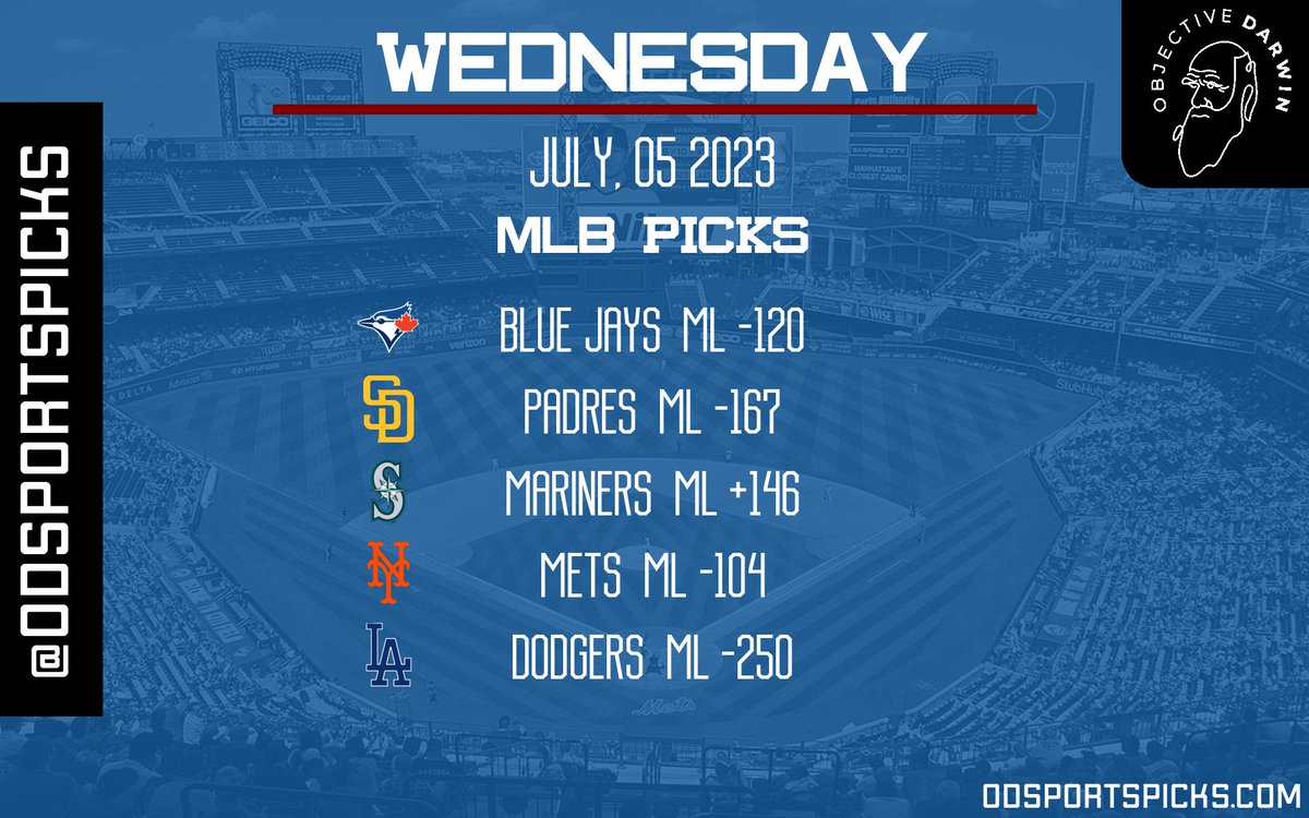 ODSportsPicks's tweet photo. #SportsBetting | #NewYorkCity | #Dodgers | #SwinginFriar | #Amazin | #TimeToShine | #LetsGoBlueJays | #WeAreBlueJays | #LADetermined | #SeaUsRise | #DodgerStadium | #Mariners | #TMobilePark | #Padres | #DodgerBlue | #NextLevel | #FriarFaithful | #TrueToTheBlue | #RogersCentre https://t.co/mpu8mfB03m