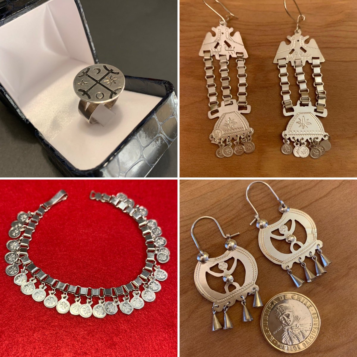 antonioaburtoc's tweet photo. Anillos , aros y pulsera mapuche … elaborados en Plata con cuidado y dedicación… aros livianos , cómodos , todo hecho a mano con metal 950 👌🏽😊💍
#joyasmapuche
#Kultrun
#tallerdejoyeria https://t.co/s74ipDSyzZ