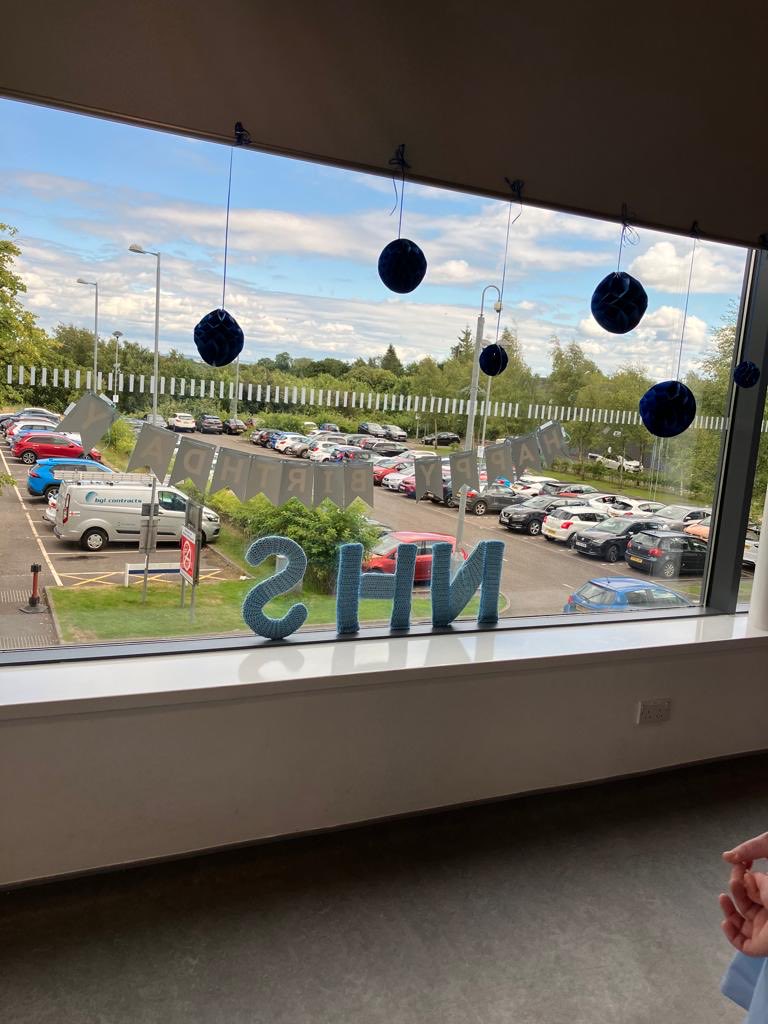 Ward B Stobhill celebrating #NHS75 in style 🥳🎉😀 ⁦<a href="/NHSGGC/">NHS Greater Glasgow and Clyde</a>⁩
