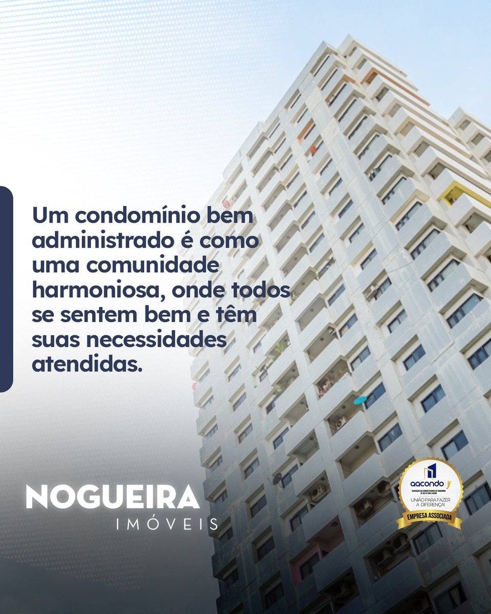 Na Nogueira Imóveis, buscamos proporcionar essa experiência única aos nossos condôminos, garantindo uma gestão eficiente e um ambiente acolhedor. Venha fazer parte dessa comunidade! 

#CondomínioHarmonioso #GestãoEficiente #NogueiraImóveis