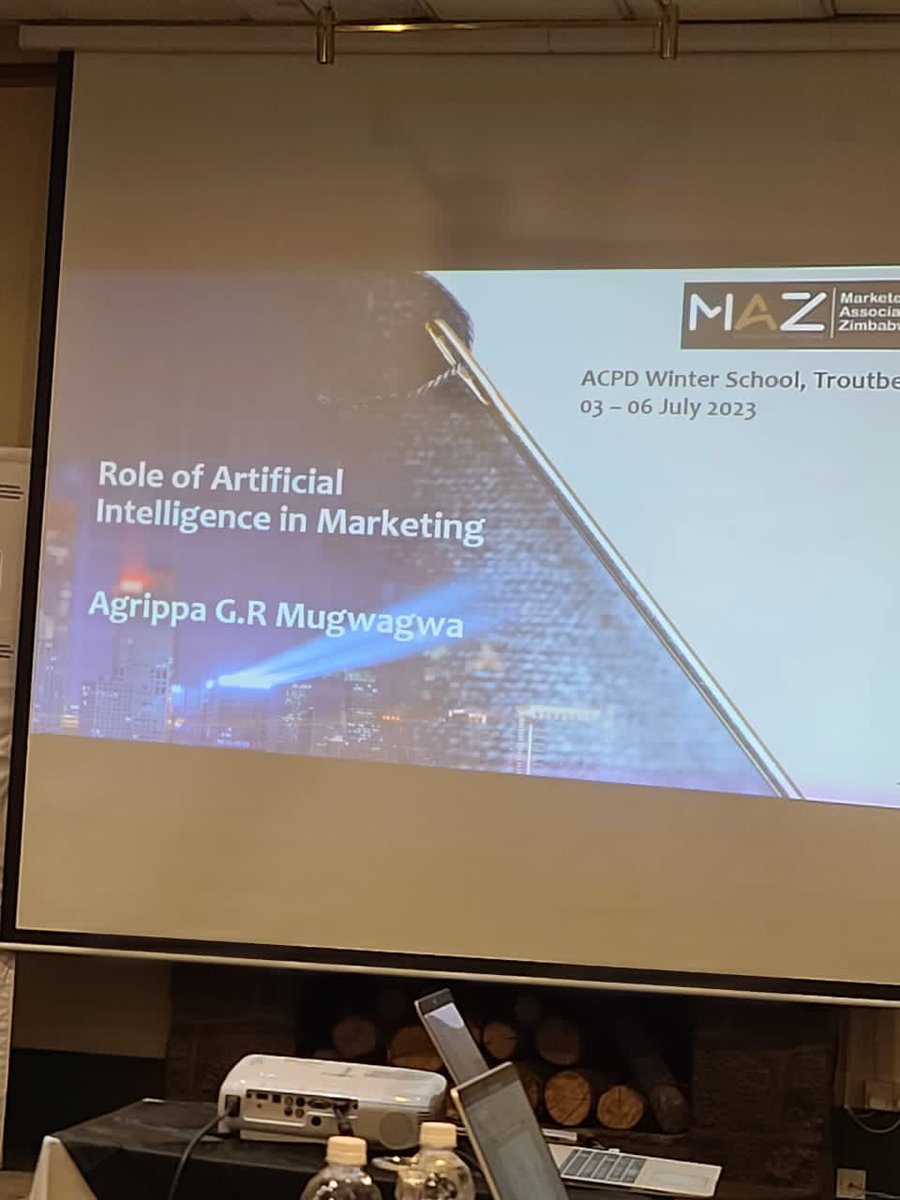 MarketersZim's tweet photo. Day 2: Session 5 @AgrippaGRM presenting on the role of Artificial Intelligence in Marketing.
#ACPD23 https://t.co/MxTb8G8lIh