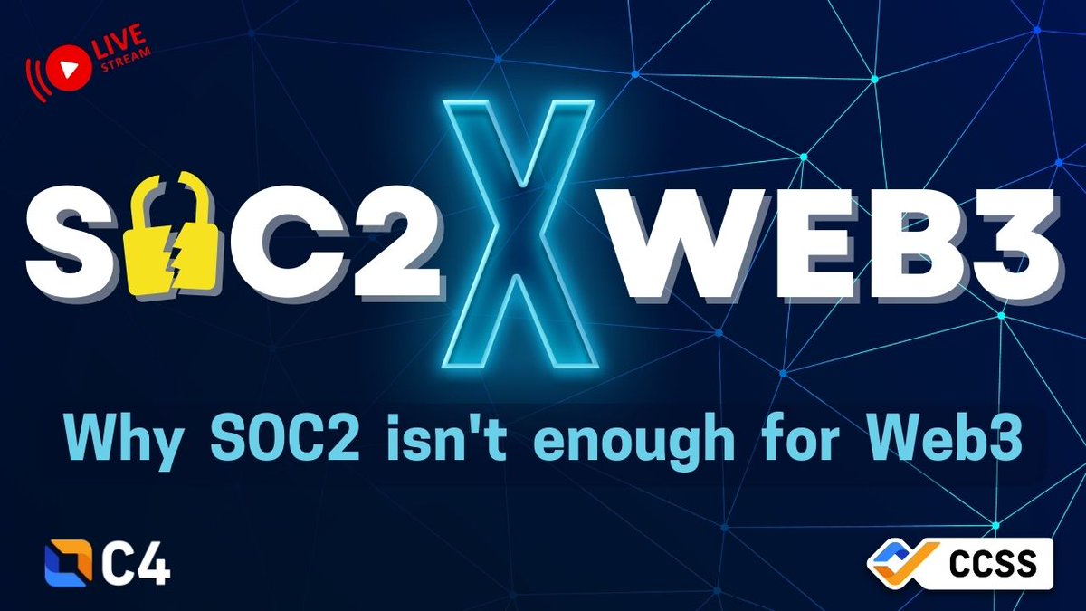 Learn why SOC2 isn’t enough for a Web3 environment from industry experts @lopp, @mperklin, @sdirkanderson, and Petri Basson from our CryptoCurrency Standard Committee. Join us TODAY at Noon ET! bit.ly/SOC2Web3 #CryptoSecurity #CCSS #Web3