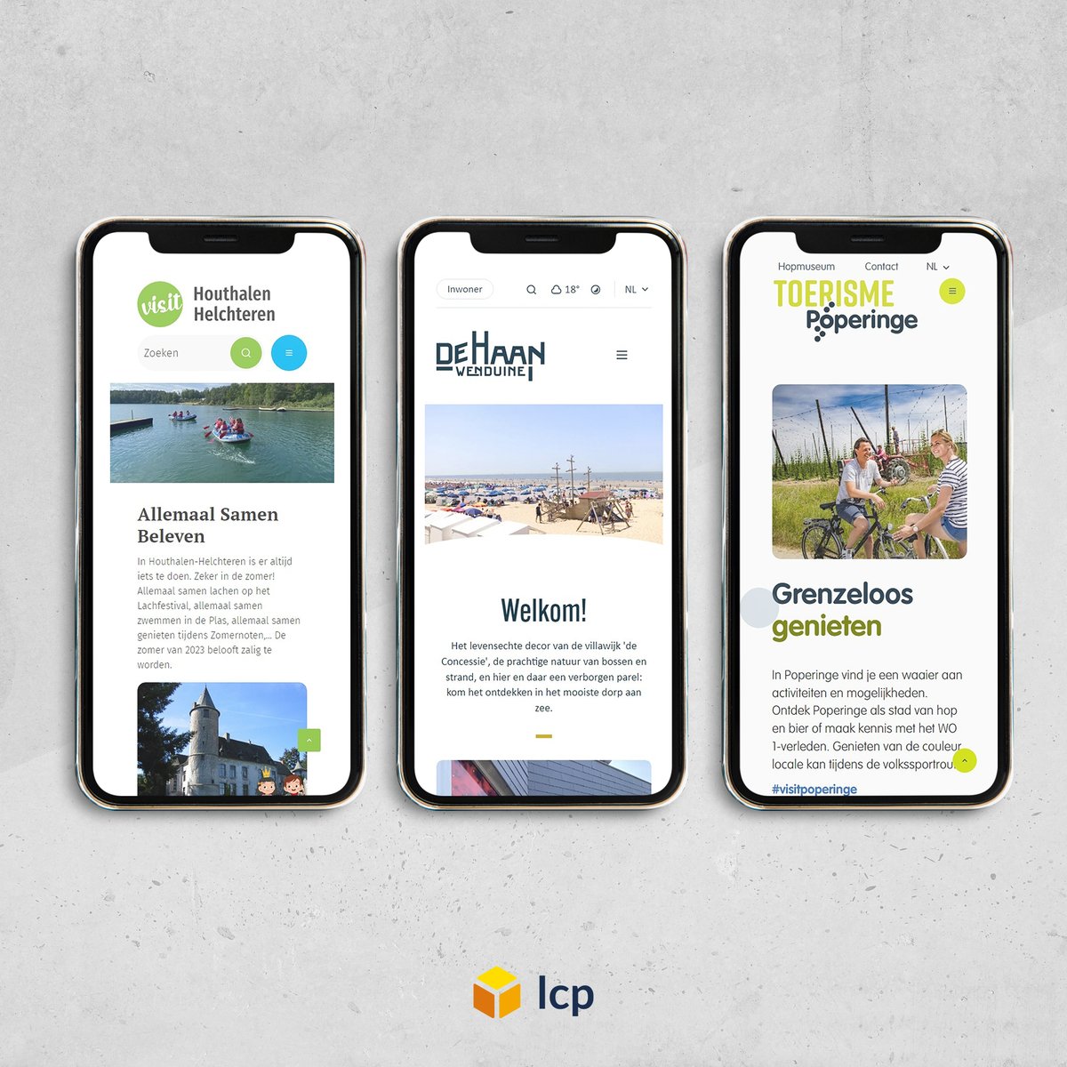 <keuzestress>

De zomervakantie en drie nieuwe websites staan alvast klaar om deze plaatsen te ontdekken.

🔗visitdehaan.be
🔗visit.houthalen-helchteren.be
🔗toerismepoperinge.be

#webdevelopment #webdesign