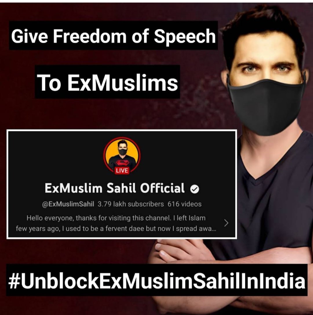 SinghRhicha's tweet photo. To save freedom of expression in our beloved country Bharat. To aware radical terrorism plz support ex Muslim sahil by the hashtag 
#UnblockExMuslimSahilInIndia https://t.co/Ju3jX4P0HV
