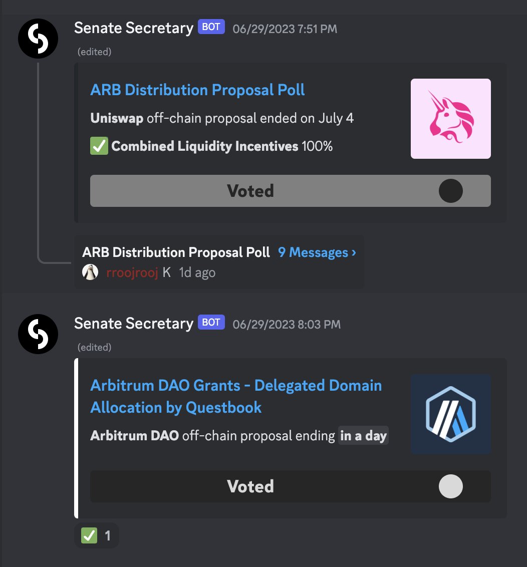 Senate (@senatelabs) on Twitter photo Did you know that you can now setup Senate notifications in Discord? Like <a href="/Bris_Blockchain/">Bristol Blockchain Society (๐๐๐ฆ)</a> is doing?
Yeah... go ahead and do that on senate.app Did you know that you can now setup Senate notifications in Discord? Like <a href="/Bris_Blockchain/">Bristol Blockchain Society (๐๐๐ฆ)</a> is doing?
Yeah... go ahead and do that on senate.app