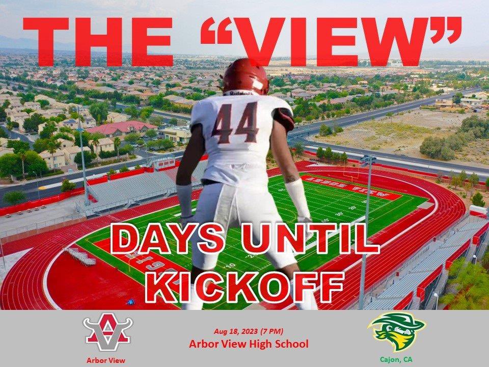 The Countdown continues ……Arbor View vs Cajon (CA) Friday, August 18th at 7pm.