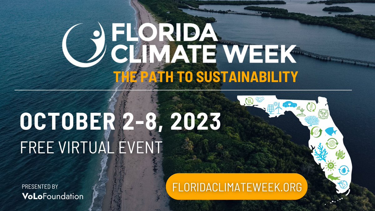 VoLoFoundation's tweet photo. We're thrilled to announce the upcoming #Florida Climate Week, where we'll be raising awareness, inspiring action, and advocating for a sustainable future.
🗓Save the Dates: October 2 – October 8
During #FCW2023, we'll be hosting a series of virtual events, workshops, and discussions aimed at addressing the urgent challenges of climate change in our beautiful Sunshine State. 🌎 Stay tuned for more updates, event details, and ways to get involved during #FCW. 
For more information visit  https://t.co/JYdjbwzHH1