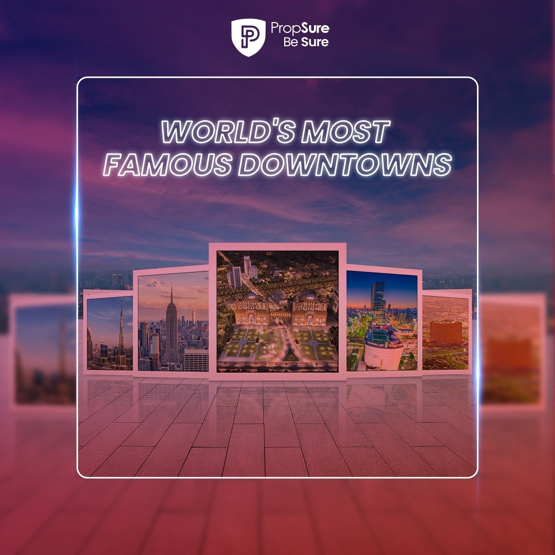 PropsureDigital's tweet image. Here are some of the world&apos;s most famous downtowns! 

Want to see such Downtowns in Islamabad that are sustainable, verified, and innovative? Check the last image for a surprise 👆🌃 

#IslamabadDowntown #Propsure #TouristAttractions