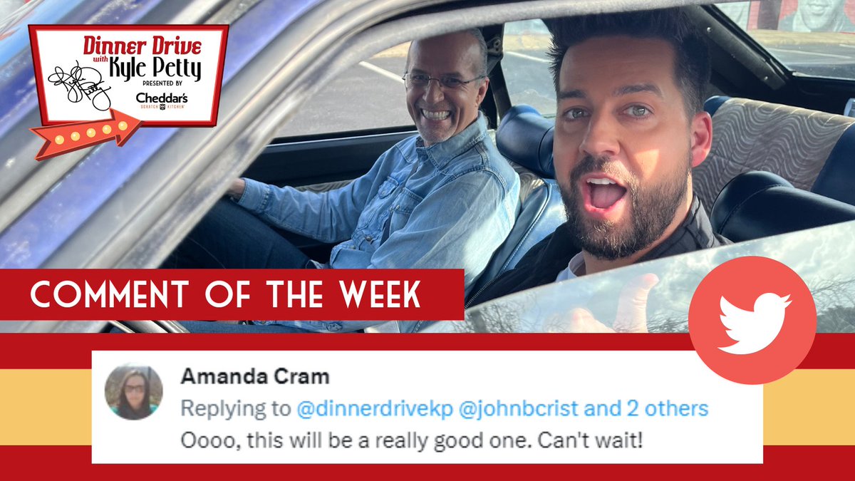 dinnerdrivekp's tweet image. You know @johnbcrist and @kylepetty are going to bring the FUN! 😜 Get in on the action TOMORROW at 10/9c PM on @CircleAllAccess during a brand new episode of Dinner Drive, presented by @cheddarskitchen! #CommentOfTheWeek