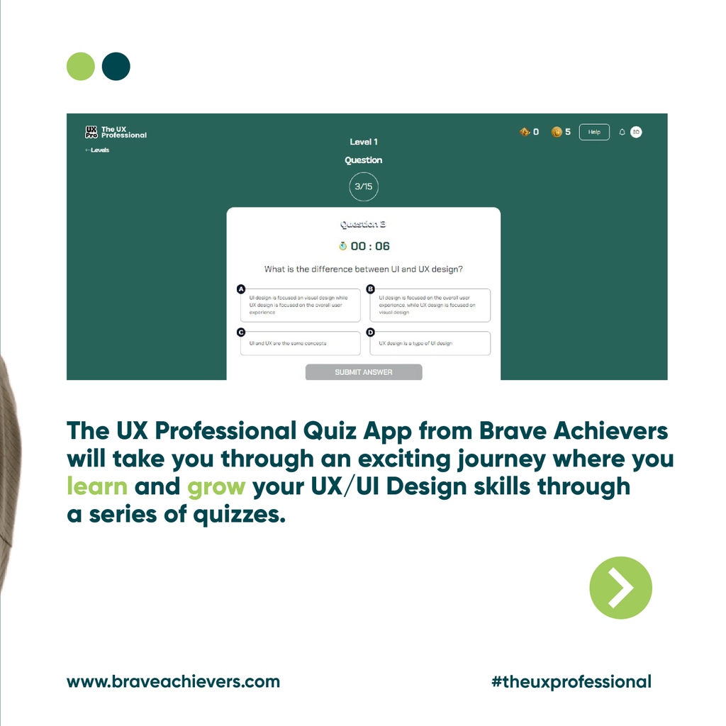 BraveAchievers's tweet image. Heads up!!! We&apos;re so close to the launch of The UX Professional Quiz platform.  We&apos;re excited and you should be too. 
What features would you love to see in our UX/UI Quiz application? Tell us in the comments. 
_ 
_ 
_ 
_
#productdesigntips #braveachievers #uxui #uxdesignmastery