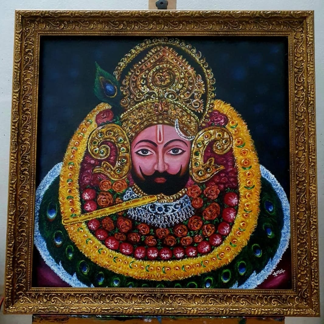 jayarajdudus's tweet photo. Orders are invited for Original Khatu Shyam Baba Ji's painting with frame, light and Chanting mantra. https://t.co/siF9XFMuhr