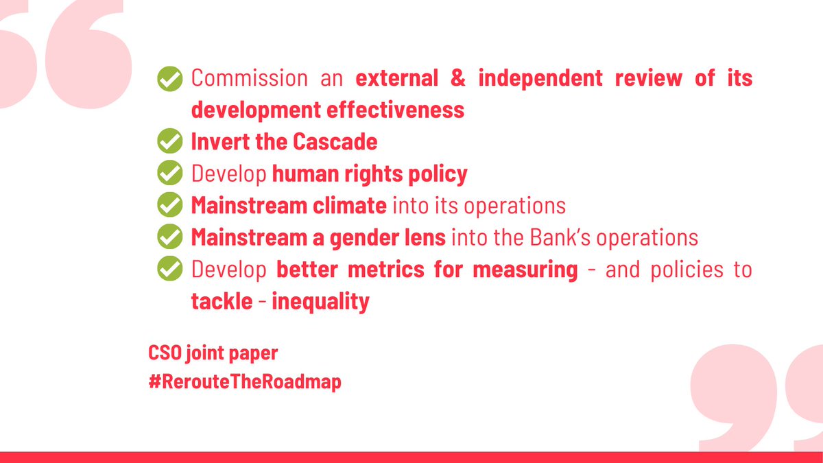 MariaRonBalsera's tweet photo. 70+ CSOs &amp; individuals around the 🌍 are demanding that the @WorldBank #RerouteTheRoadmap and rethink, change and reform read more https://t.co/JGOzbPTcCP @eurodad @WorldBank @brettonwoodspr @Jayati1609 @icrict @JosephEStiglitz @social_rights https://t.co/GonNwuVzPr