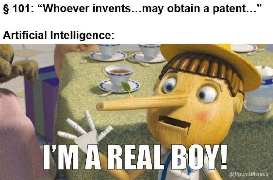 BicolliMikele's tweet photo. This made my day🤣
Via PatentMemes on Instagram!
#PatentProsecution #USPTO #IntellectualProperty #PatentLaw #PatentApplication #PatentProcess #Innovation #PatentOffice #PatentAttorney #PatentAgent #PatentExamination #PatentFiling #PatentProtection #PatentRights #patent #patents https://t.co/4X85mJVXna