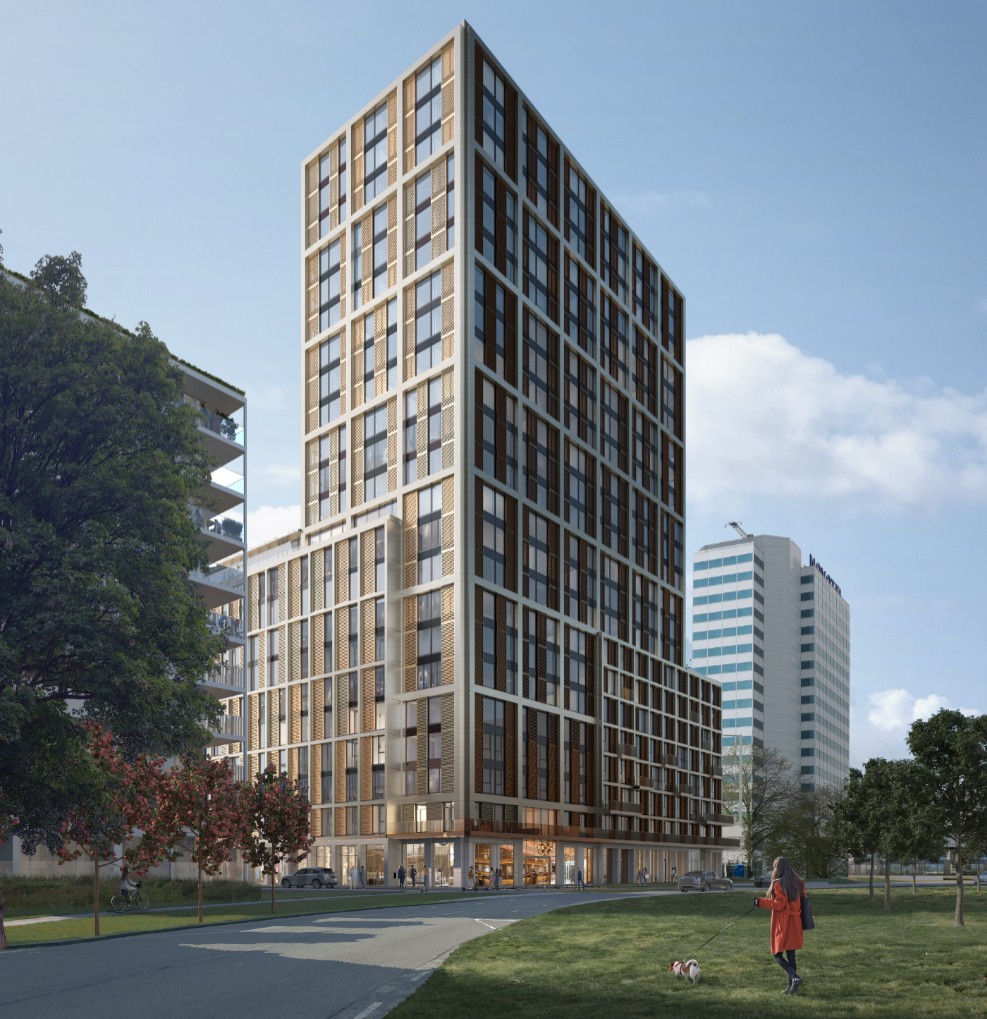 rotterdam's tweet photo. Vandaag is het startsein gegeven voor de bouw van 614 #Woningen in het kantorenpark #Brainpark I. Er komen woningen voor studenten en huurders in het middensegment. Brainpark moet de komende jaren veranderen in een groene en levendige omgeving. Meer info: https://t.co/xVBL6q4rdD https://t.co/vIgs2vi6w7