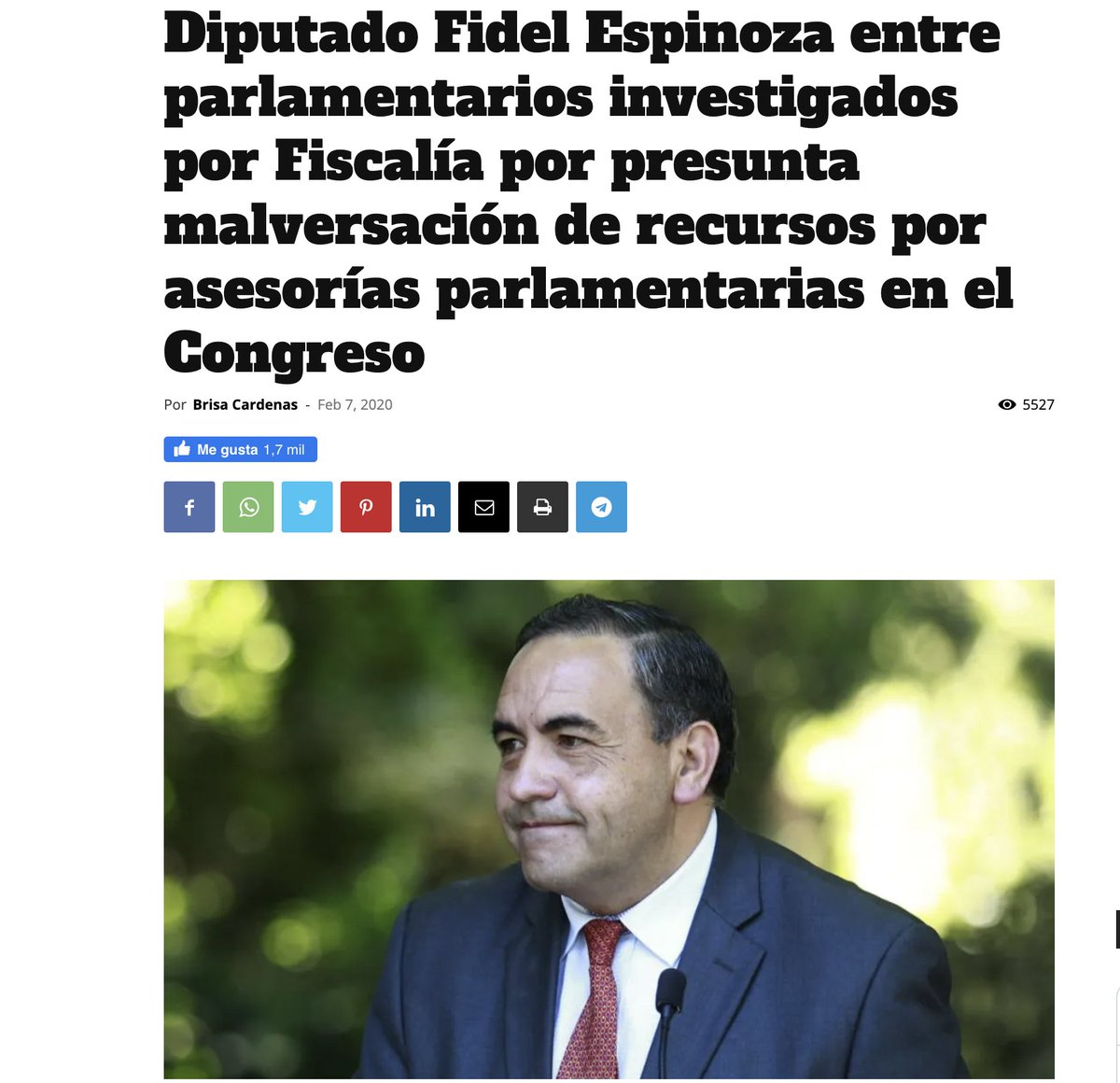 hernan_sr's tweet photo. Ya que Fidel Espinoza ( @fidelsenador )  se cree un ejemplo de probidad y el rey midas anticorrupción, recordémosle que el 2020 fue acusado de malversación de recursos por asesorías en el congreso.
Fui a revisar el link que aparecía en la noticia que dirigía a la web del congreso  y sorpresa...
... está borrado el archivo. 👀
https://t.co/O7FAy0eBOA