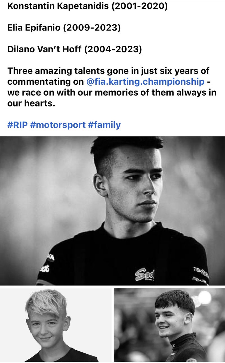 My dear friend <a href="/JakeSanson/">Jake Sanson</a> posted this and I am so sad about this news. I hope these feeder formulas to #F1 cars, karts and circuits collectively with <a href="/fia/">FIA</a> can improve safety for current and future young talent. Thoughts and prayers with their families and friends ❤️‍🩹