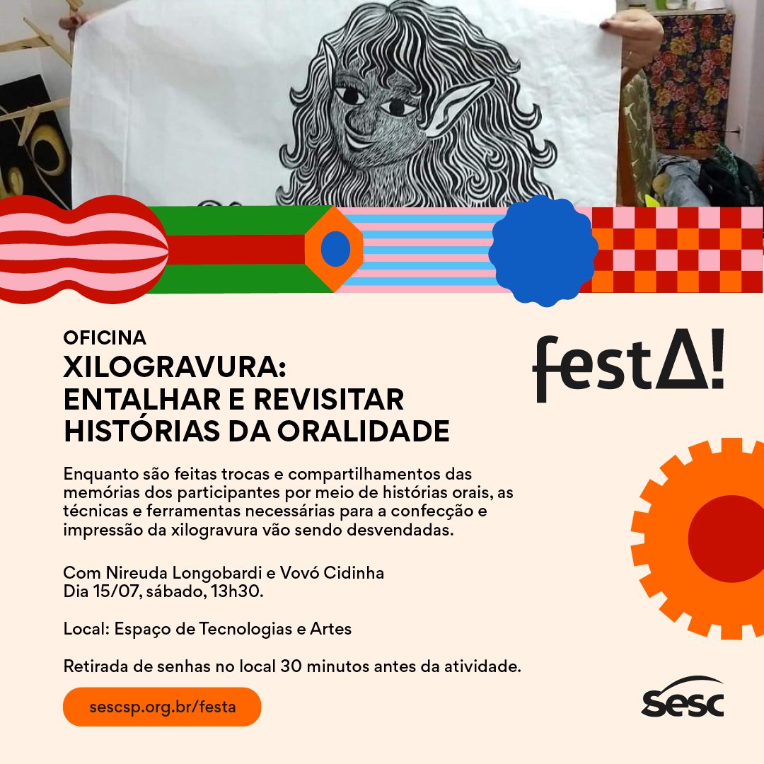 A partir de hoje, é FestA! no Sesc, e aqui em Interlagos vão rolar atividades para todo mundo criar e viajar nas possibilidades com as tecnologias e artes 🤩

Acesse sescsp.org.br/festa e confira a programação na unidade do Sesc mais próxima de você 😉