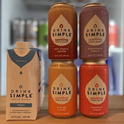 NEW in the fridge – Sparkling Maple Water! Delicious, refreshing flavors – Tart Cherry Vanilla, Blackberry Lemon, Orange Cream, and Raspberry Lemon. Original too! Plant powered nutrients, no added sugar or sweeteners. Perfect for hot summer days and nights!