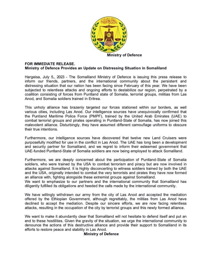Mo_Sikes's tweet image. The allegation written by SL today is nothing. There are no #PMPF troops in Lasanod and #PSCF, none of them are leading the Lasanod operation for the residents. There is no terrorism in North East Somalia