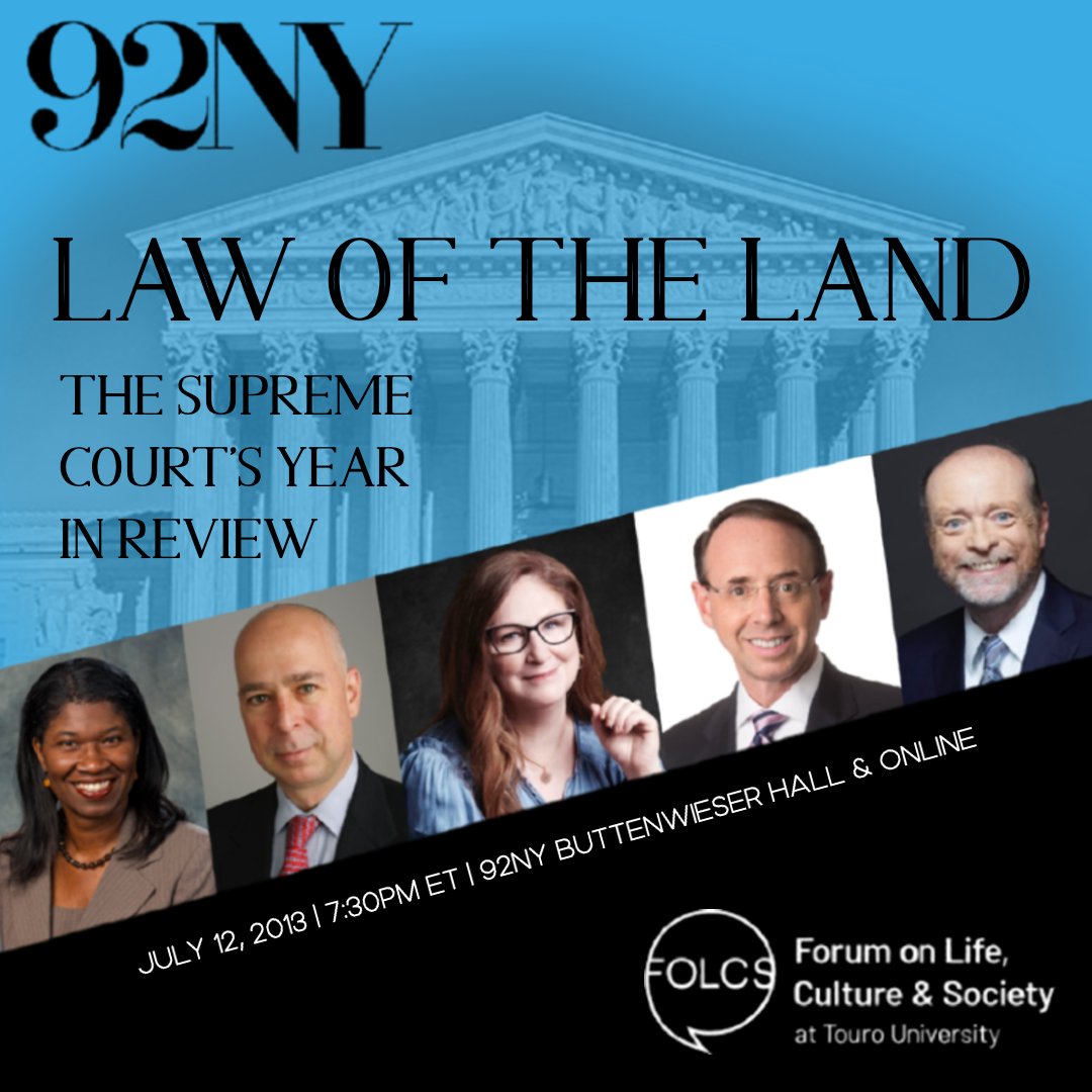 1 WEEK to get your tickets to Law of the Land at @92ndStreetY ! Join us for an in-depth conversation with esteemed experts on this year's #SupremeCourt decisions on #AffirmativeAction , #studentdebtrelief and more. TIX: 92ny.org/event/newmark/…