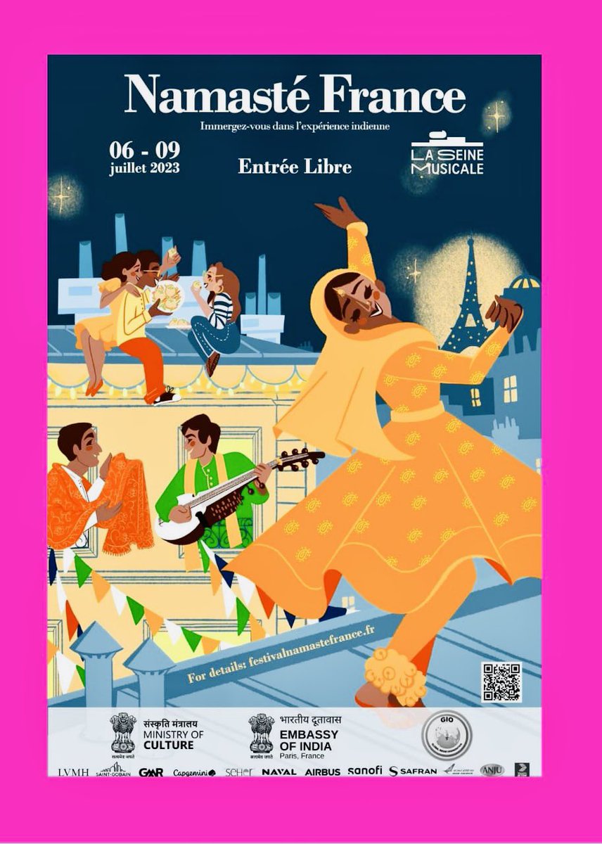 BMaharaja's tweet photo. Welcome to the biggest Indian festival @namastefrance organized by @IndiaembFrance at @LaSeineMusicale from 6 to 9 July in Paris. 

#namastefrance2023 
@JawedAshraf5 @E_Lenain 
@GlobalIndOrg @BatoolBegam https://t.co/VoBoGUwKPf