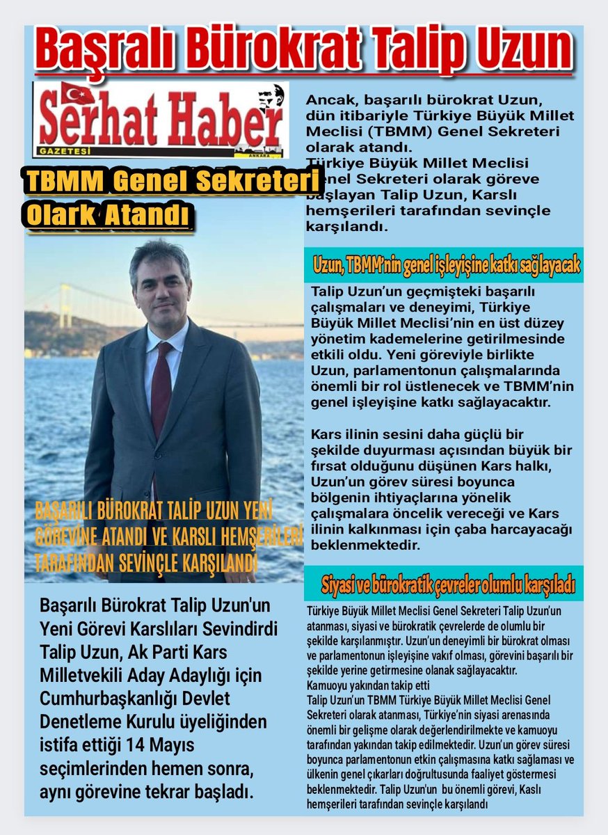 Başarılı Bürokrat Talip Uzun TBMM Genel Sekreteri olarak atandı 

@RTErdogan @Akparti @ErdoganYldm @acay_yener @AR_TEKCAN @ibrahimkarakayi @MetinDemircan73 @aydnyld61309803 
@goknesim
@IsmetHagi

#Akparti #kabinetoplantısı #kabine #DolarTL #memur #emekli #Ukraine…