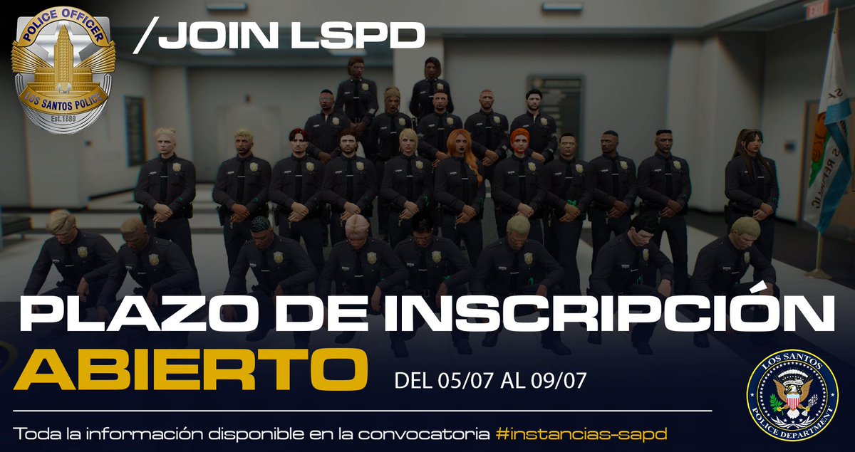 [LSPD | Oposiciones]

Desde la División de Reclutamiento y Entrenamiento se abren las instancias para formar parte del Departamento de Policía de Los Santos.

Toda la información en #📮┃instancias-sapd

@old_school_rp | #LSPD #ObeyAndSurvive