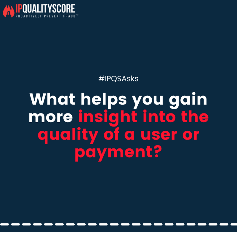 IPQS's tweet image. By being informed about the quality of a user, signup, or payment, you can remain confident that your business is safe from fake accounts and suspicious activities. 💯

💡 What helps you gain more insight into the quality of a user or payment?

#IPQS #IPQualityScore