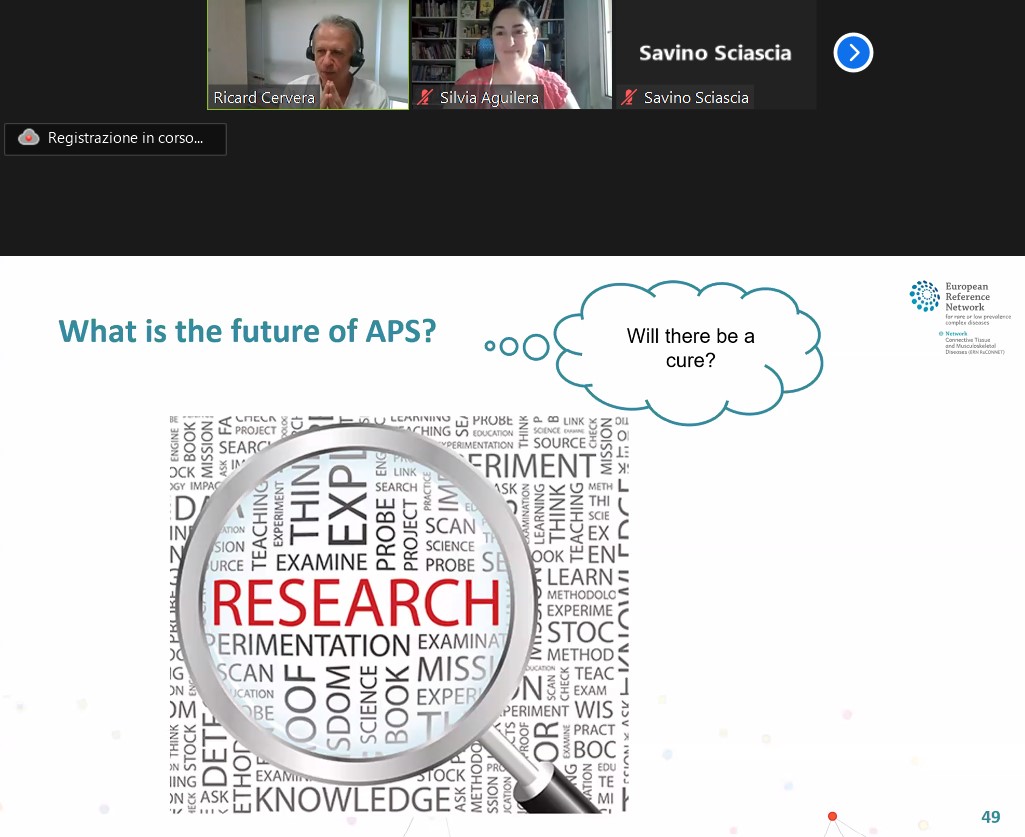 ern_reconnet's tweet photo. 🔴#ERNReCONNETlive from the #ERNReCONNETwebinar on "What is #APS? How can I explain it to my #family n #friends?" with Prof #RicardCervera n ePAG @sil_aps, moderated  by Prof @savinosciascia
🤩🙌 Keep up #hope, #research will come to your rescue! #ERNReCONNET got your back
#ERNs https://t.co/k0CPbn17Ib