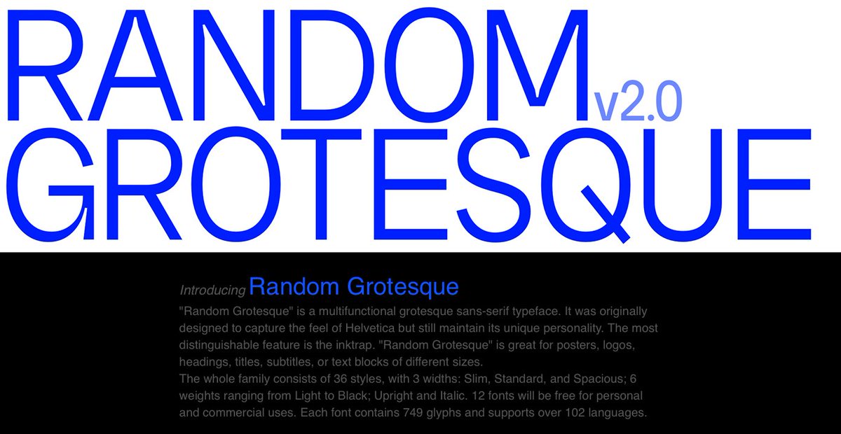 burakindie's tweet photo. 4. Random Grotesque
"6 weights ranging from Light to Black"
https://t.co/2KmEKQO3v2 https://t.co/NaPJONb1xf