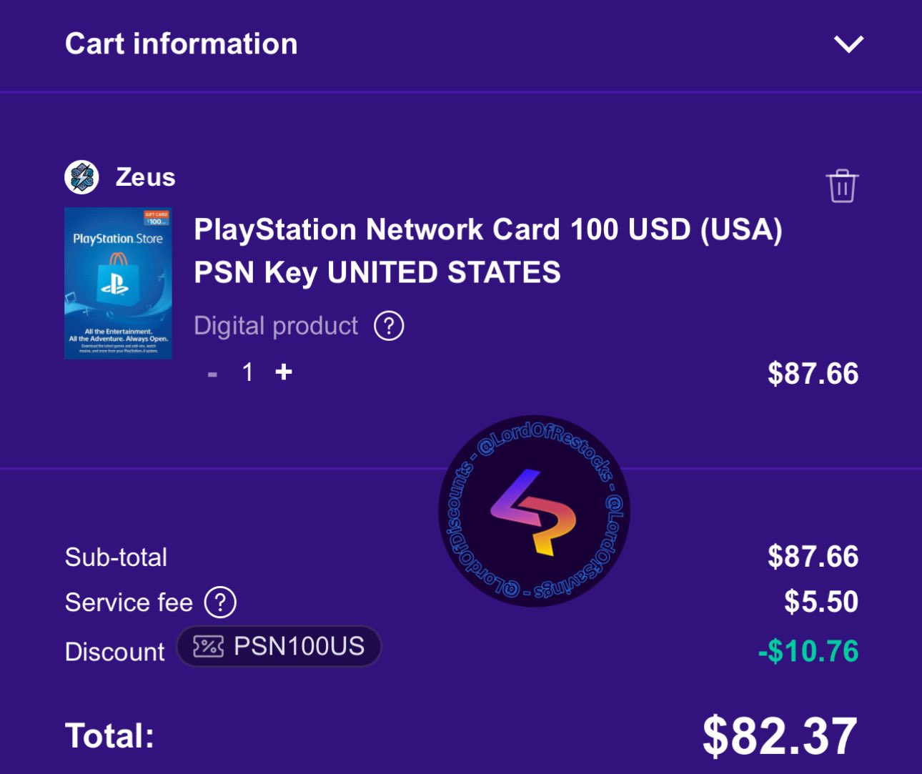 PlayStation Store Gift Card $100