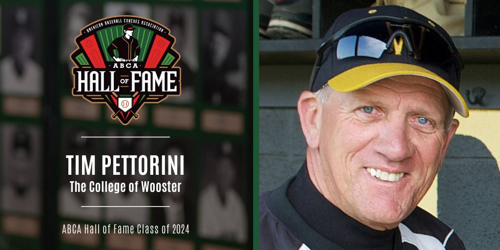ABCA1945's tweet photo. ABCA Hall of Fame
Class of 2024 Inductee

Tim Pettorini
@WoosterSports 

In 38 seasons as the head baseball coach at The College of Wooster, Tim Pettorini became one of the winningest NCAA Div. III coaches of all-time. From 1982 until his retirement in 2019, Pettorini led the Fighting Scots to a 1,243-461-6 (.727) record, ranking him seventh all-time in NCAA Div. III wins.

Under Pettorini, the Fighting Scots won a league-leading 19 conference championships and made 26 NCAA tournament appearances, advancing to the NCAA Div. III World Series six times and finishing national runners-up in 1997 and 2009.

To go along with his 14 North Coast Athletic Conference (NCAC) Coach of the Year honors, Pettorini is also a six-time ABCA Mideast Region Coach of the Year.

A 44-year Lifetime Member of the ABCA, Pettorini coached 59 All-Americans during his tenure and his players received over 200 All-NCAC honors.

Prior to taking over at Wooster in 1982, Pettorini taught and coached baseball at Fremont Ross High School in Fremont, Ohio. Over four seasons he led the program to a record of 64-20 (.762) between 1977-81.

A native of Columbus, Ohio, Pettorini holds both a bachelor’s degree (1973) and a master’s degree (1980) from Bowling Green State University. As an undergraduate, he played baseball for the Falcons and was a four-year starter in the outfield. Pettorini was an All-Mid-American Conference selection and was drafted by the San Diego Padres at the end of his senior year.
