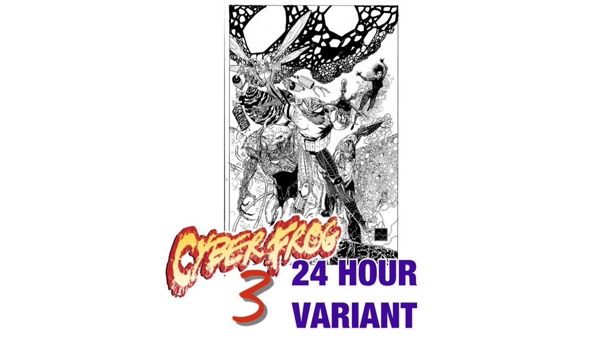 HellsSpawnWorld's tweet photo. With 1.5 hours left on the first 24 hours #CyberFrog3RedExtermination @EthanVanSciver has eclipsed $300k and 2046 backers. You have barely 1.5 hours left to buy the 24 hour cover. Let’s go!! #ComicsGate #IronAge #RippaVerse @EricDJuly @razorfist @YellowFlashGuy @johnnynotbanned https://t.co/xhe8YpKx4O