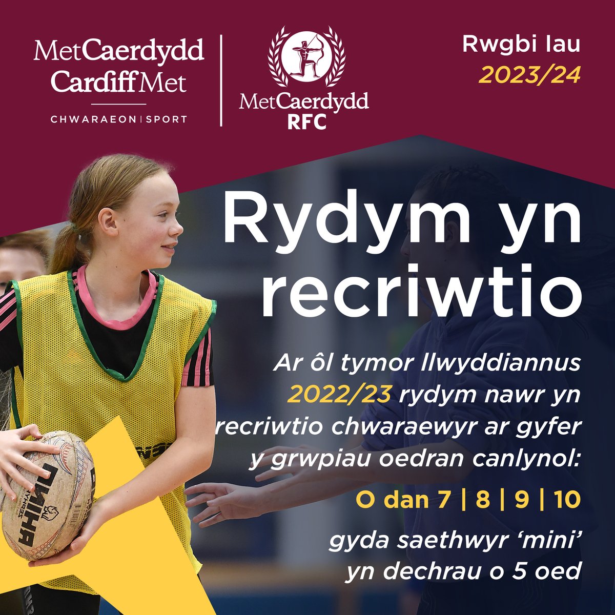 MetRfc's tweet image. 🏹PLAYER RECRUITMENT 2023/24🏹

If you would like to get more information on how to register for the upcoming season, please contact Ldavies8@cardiffmet.ac.uk