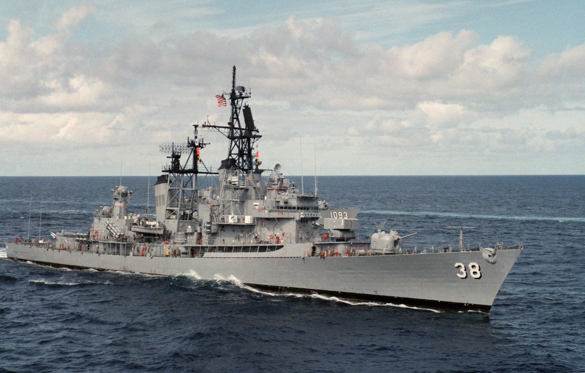 Boneyardsafari's tweet photo. Flashback to 1988 with USS Luce DDG-38 underway, and who is that sneaking up behind her?  Also with looking it up, who can identify her weapons loadout? #ddg38 #ussluce #ddg #flynavy #aviationsafari #aviationpreservation #boneyardsafari #swolife https://t.co/8LocbTO7KQ