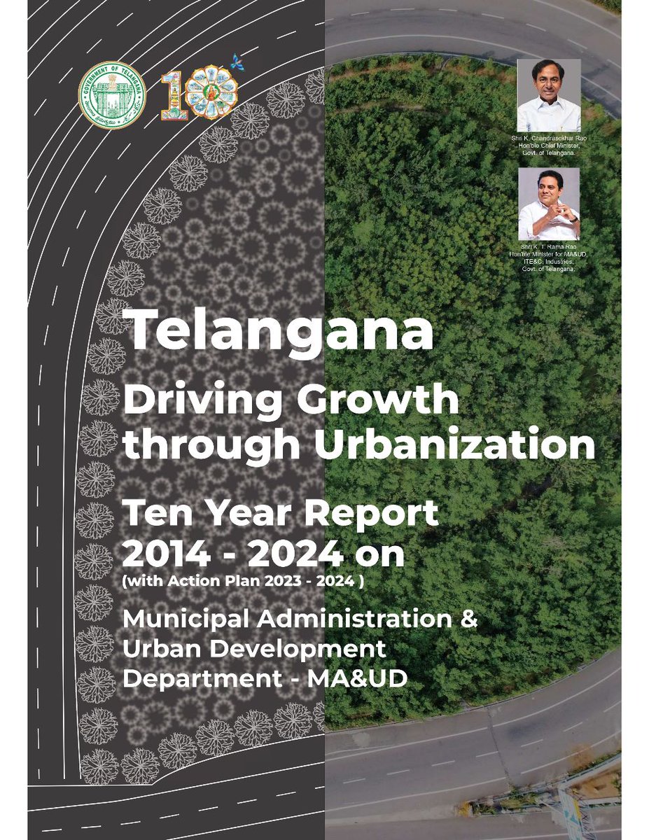 MinisterKTR's tweet photo. "Telangana: Driving Growth through Urbanization - A Decade of Progress and Achievements"

MA&UD Minister @KTRBRS has released  @TSMAUDOnline's ten-year progress report titled 'Telangana, Driving Growth through Urbanization', showcasing the development and achievements in the state's urban landscape since 2014. 

The report covers the period from 2014 to 2024 (with Action Plan for the year 2023-24) and provides an overview of the MA&UD department's strategic interventions and outcomes.

The report can be accessed here👇
https://t.co/yUFOaLvnZV

#TriumphantTelangana