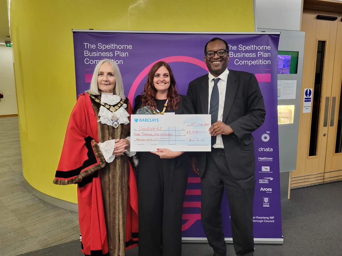 Last week was the final of the Spelthorne Business Plan Competition, which I established in 2013 with @SpelthorneBC. I was very impressed by the creativity and professionalism of all the finalists, and I would like to congratulate the winner, Natalie Morris of Doodlekids.
