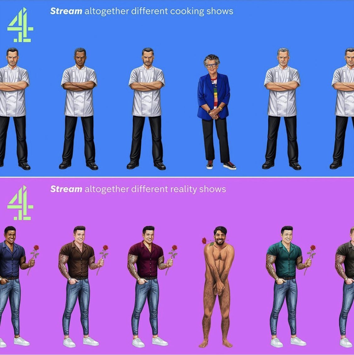 Another brilliant project with @samgilbey created this summer collaborating with @channel4 to advertise their streaming platform. #channel4 #bettertogether #taskmaster #inbetweeners #derrygirls #bakeoff #illustrator #illustrationartists #illustration #illustragram #illustration