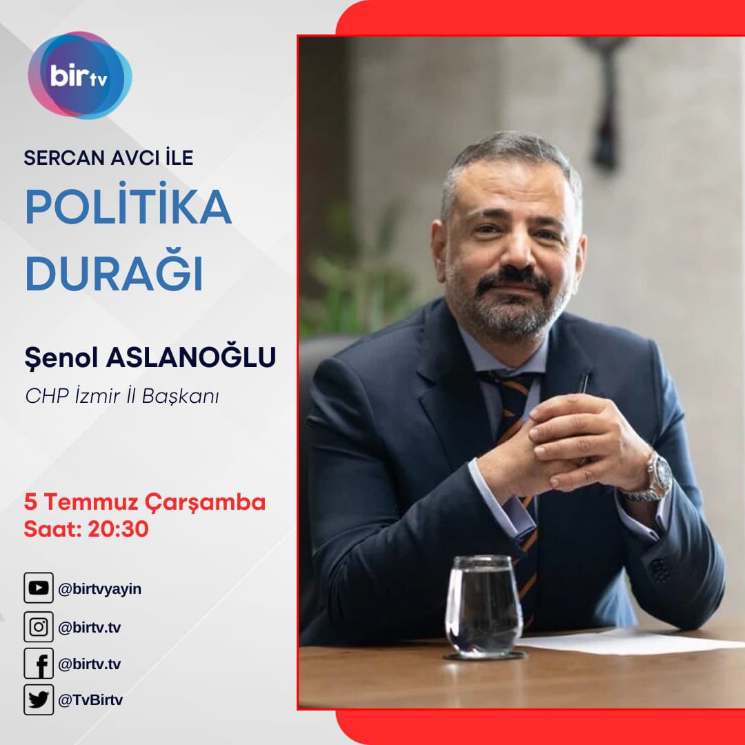 yenipartizmiril's tweet photo. İl başkanımız Şenol Aslanoğlu, bugün (5 Temmuz Çrş.) saat 20.30’da, Bir TV’de yayınlanacak “Sercan Avcı İle Politika Durağı” programının yayın konuğu olacak ve gündemi değerlendirecektir. Yayını, Facebook sayfamızdan da takip edebilirsiniz.
https://t.co/j1o7FX6rKy https://t.co/7wH7bJYuZV