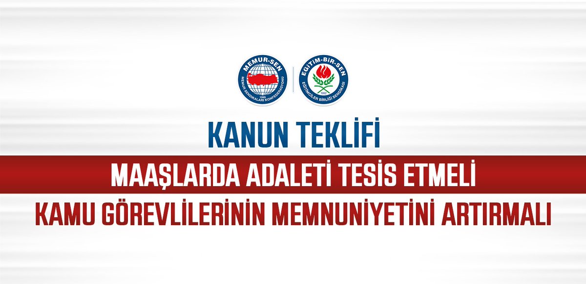 EgitimBirSen's tweet photo. Kanun teklifi, maaşlarda adaleti tesis etmeli, kamu görevlilerinin memnuniyetini artırmalı

https://t.co/vNaH04sNI4