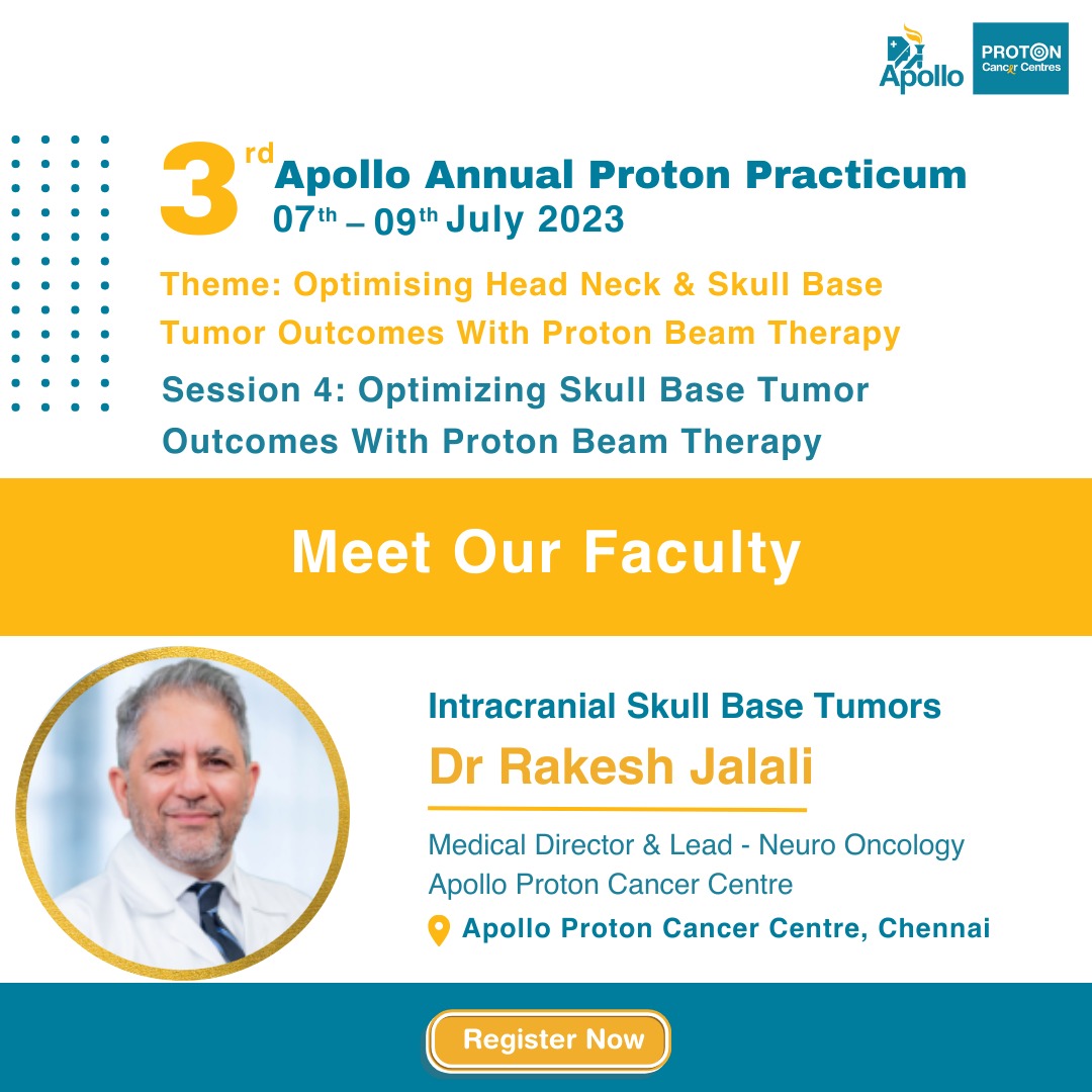 ApolloProton's tweet photo. Join Rakesh Jalali at the 3rd Apollo Annual Proton Practicum as he discusses about Intracranial Skull Base Tumors.
Register here: https://t.co/5y3ufYtufM
#WinningOverCancer #ProtonPracticum
@preethareddy28
@drashuabhishek
@UdayKrishna_Dr
@DrSrinivas_C
@NangiaSapna https://t.co/qIeJeMdxZe