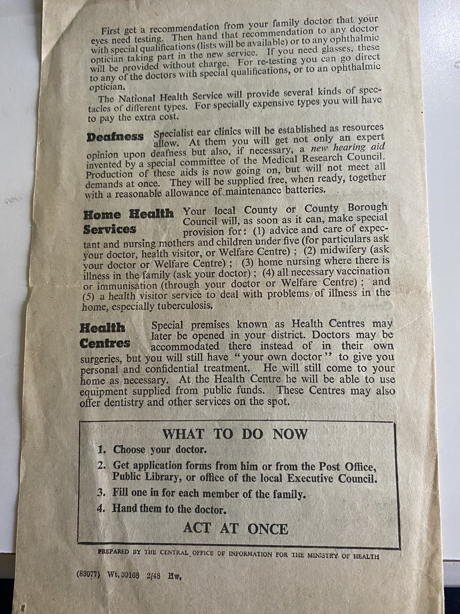 My granny kept everything. When she died I found a simple A4 folded leaflet given to every home about the new NHS. It is now framed in my office - reminding me why I do the job I do and how proud I am to work for the NHS. I hope my gran would be proud of me too. #NHS75