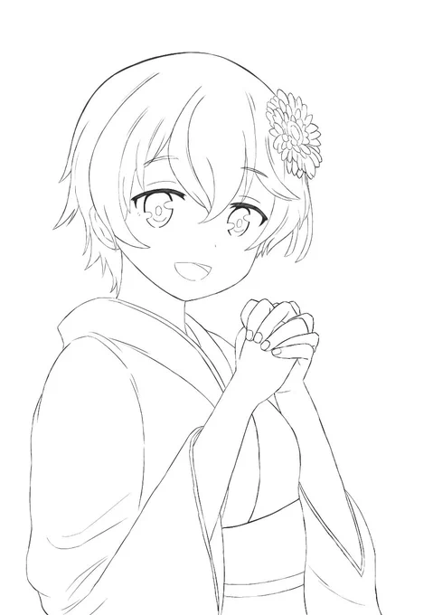 何とか水都さんのお誕生日イラストの下書き完成…!! #yuyuyu