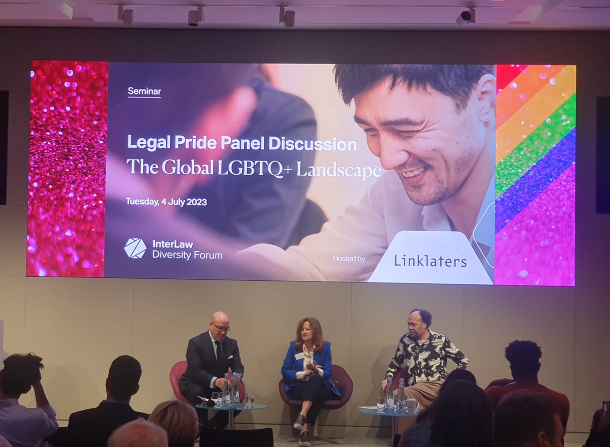 Yesterday at Linklaters London: a panel discussion of the gradual erosion of #LGBTQ+ rights and the role lawyers and activists have in protecting and advancing LGBTQ+ rights. With Daniel Winterfield (@InterLawDivFor), Anne Aslett (@ejaf) and Jason Jones (@trinijayjay) #Pride2023