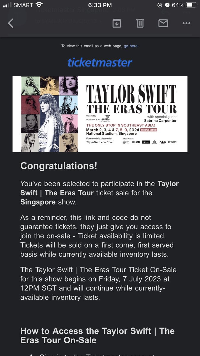 LFCOMMISSIONER5's tweet photo. FS (if may bibili)

Access Code (sama na rin acc kung need)

#SingaporeTSTheErasTour #TheErasTour https://t.co/FuMEJLLdQY
