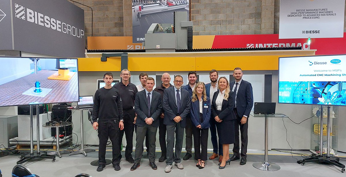 msp_ltd's tweet photo. It’s our Automated CNC Machining Showcase event today - and here’s some of the team behind it!

Great to work together with Biesse on this event - a fantastic opportunity to showcase how our products and their machines work together for precision CNC machining and manufacturing. https://t.co/YE7C2lZKs0