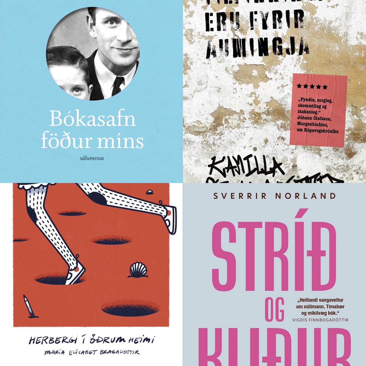 Four amazing Icelandic books that really need an English language publisher!  <a href="/Kamillae/">Kamilla Einarsdóttir</a> <a href="/SverrirNorland/">Sverrir Norland</a> <a href="/mariaelisabra/">maría elísabet</a> #ragnarhelgiolafsson