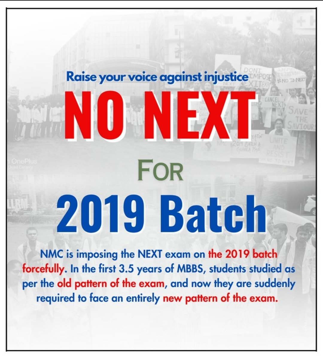 jitz_jangid's tweet photo. Say no to #NEXT

Repeal the decision of imposition of NExT on final year MBBS students in mid-session 

#nonextfor2019batch
#cancelnext
#savemedicaleducation
#AIDSO

@AIDSO_AIC @NMC_IND
@DrMridulSarkar @medicaldialogs @MoHFW_INDIA @PMOIndia @IMAIndiaOrg

Say no to #NEXT https://t.co/0HCtqeWxVE