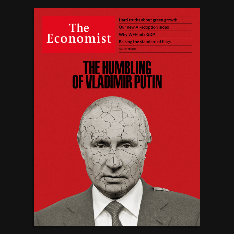 TheEconomist's tweet photo. Vladimir Putin looks like a blundering thug in the hollowed-out gangland to which he has reduced Russia. The Wagner Group mutiny has exposed his growing weakness